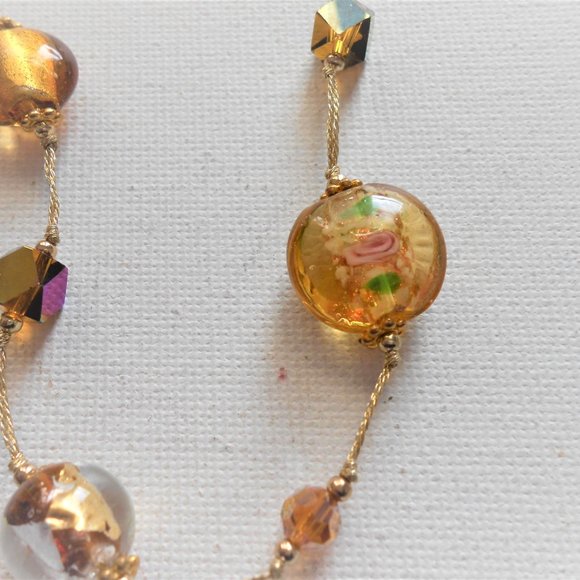 Glass Flower Beaded Necklace - Picture 5 of 6